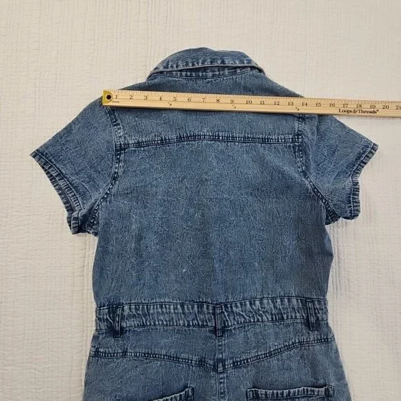 J Gee Chambray Denim Shirt Dress Women's Medium Blue Western Boho Y2K NWT Snaps - Picture 9 of 13